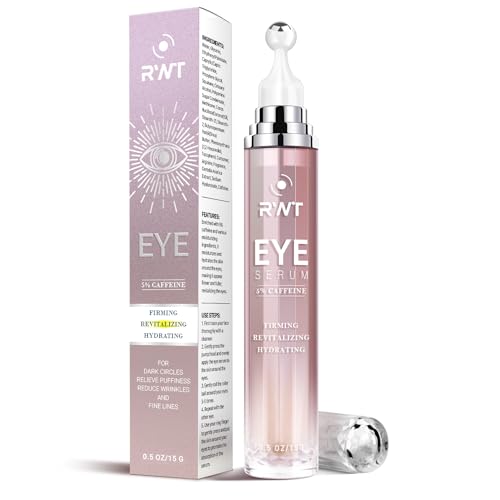 RWT 5% Caffeine Eye Cream & Under Eye Serum for Dark Circles and Puffiness, 360° Massage Roller Ball Eyes Treatment Serum, Reduces Wrinkles Fine Lines for Women Serum