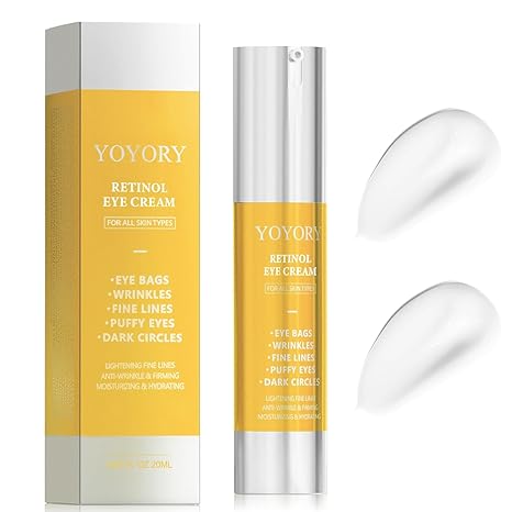 YOYORY Retinol Under Eye Cream - Anti-Aging Eye Cream for Dark Circles and Puffiness, Eye Bags, Wrinkles Fine Lines Skin Care Treatment Hydrates (20ml) Gold Exfoliator