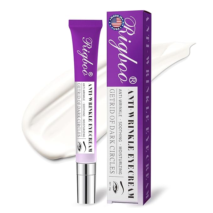 RIGBOO Eye Cream, Under Eye Cream Anti Aging for Dark Circles and Puffiness, 5% Niacinamide Cream for Wrinkles & Fine Line Reduction, -3° Ice Massage Head Treatment Eye Cream