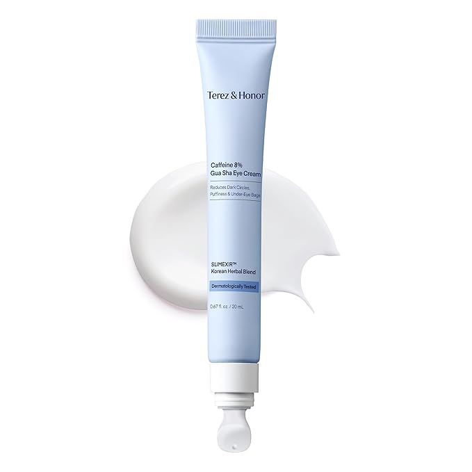 TEREZ & HONOR TEREZ & HONOR 8% Caffeine Eye Cream with SLIMEXIR™ & Korean Herbal Blend – Dermatologist Tested Formula for Dark Circles, Puffiness, Eye Bags & Wrinkles with Gua Sha Applicator, 0.67 fl oz Eye Cream