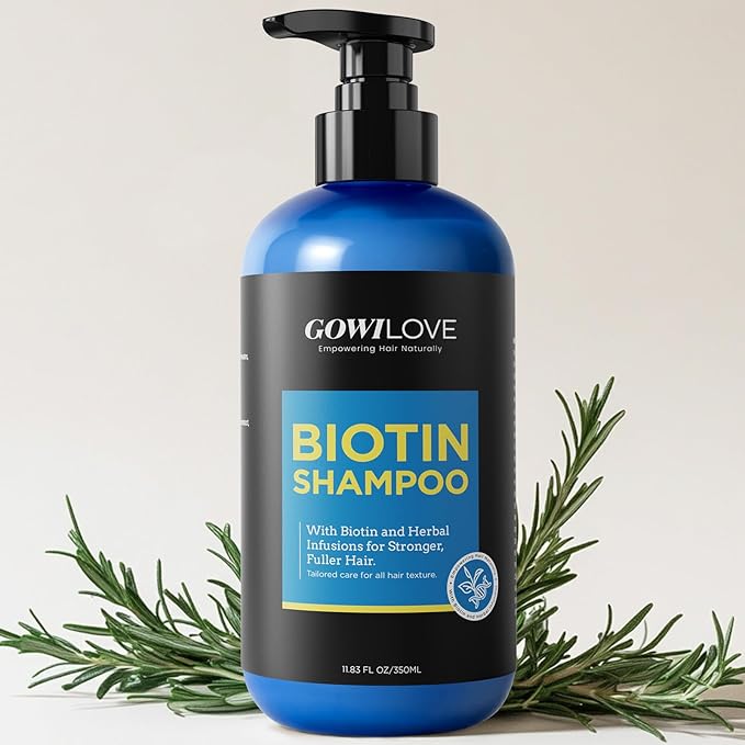 GOWILOVE 99% Pure Biotin Shampoo for 3X Thicker, Fuller Hair Growth, 80% Less Hair Loss w/Thuja Extract, Batana & Noni Fruit Oil Hair Care for Deep Nourishing,Rosemary Dandruff Treatment for Men Women,11.83oz skincare