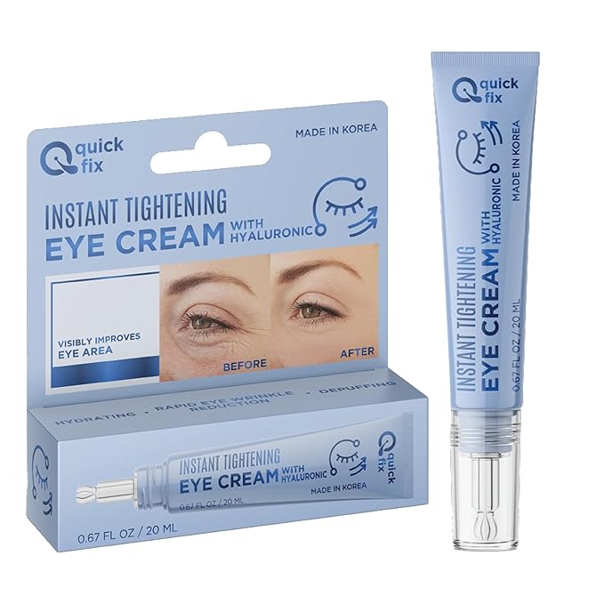 Quick Fix Quick Fix Hyaluronic Acid Instant Eye Tightener – Hydrating & Firming Under Eye Cream For Wrinkles & Puffiness – Dermatologist Tested, Anti-Aging Korean Skin Care – Vegan, Clean Beauty – .67 Fl Oz Eye Cream