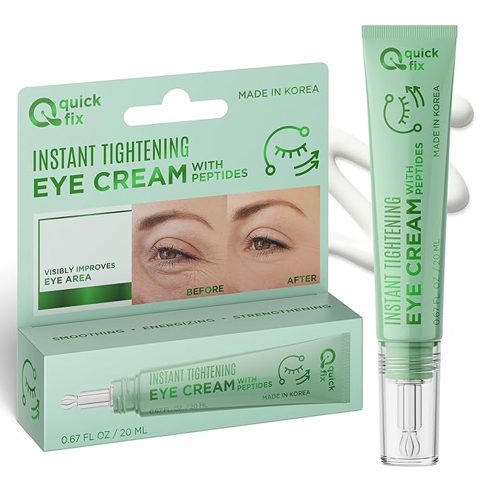 Quick Fix Quick Fix Peptides Instant Eye Tightener – Firms & Smooths – Hydrating Under Eye Cream for Dark Circles – Dermatologist Tested, Anti-Aging, Korean Skin Care – Cruelty-Free, Clean Beauty – .67 Fl Oz Eye Cream