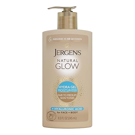 Jergens Jergens Natural Glow Hydra Gel Moisturizer, Hyaluronic Acid Tanning Lotion, Hydrating Tanning Gel, Fragrance-Free Self Tanner, Fair to Medium Skin Tones, 8.3 Fl Oz Korean face wash