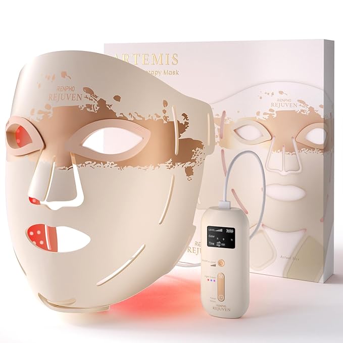 RENPHO RENPHO 4D Red Light Therapy Mask for Face 2026, Birthday Gifts for Women Mom Wife, 324 LEDs Full Face Coverage & 3 Light Modes, Cordless LED Red Light Therapy Face Mask for Home Use & Travel skincare