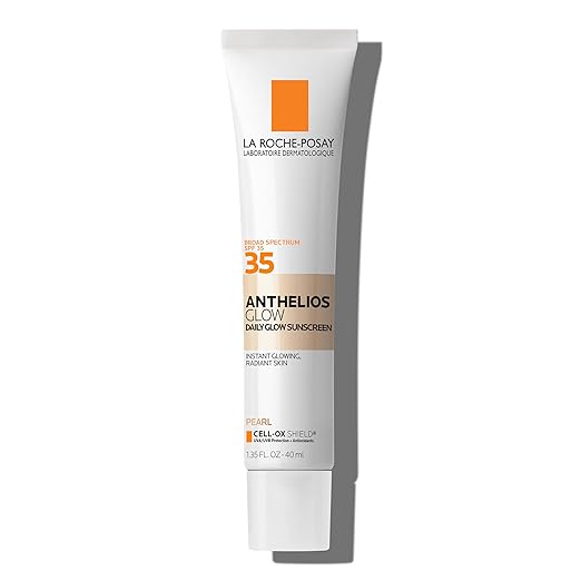 La Roche-Posay Anthelios Glow Tinted Sunscreen for Face with SPF 35, Broad Spectrum Protection, For All Skin Types Including Sensitive Skin, 24Hr Hydration, Lightweight & Fast Absorbing, Glowy Finish Makeup/Base