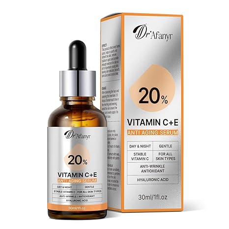 DR.Afanyr Vitamin C Serum for Face with Hyaluronic Acid & Vitamin E - Brightening Anti-Aging Serum to Help Improve Appearance of Dark Spots for Sensitive Skin, Hydrates Firms Lifts and Smooths Wrinkles Serum