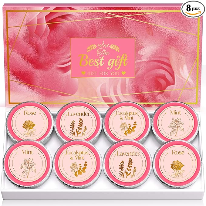 sanyi Easter Basket Stuffers for Adults Teens, 8 Pcs Shower Steamers Aromatherapy Birthday Gift for Women, Mom Gifts for Mothers Day Natural Essential Oil Self Care Relaxation,Pink skincare