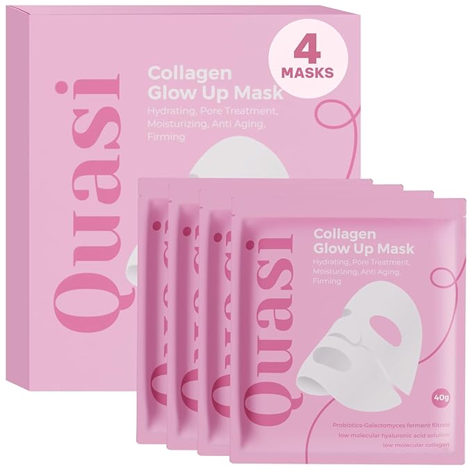 Quasi Quasi Bio-Collagen Face Mask Overnight – Hydrating Korean Sheet Mask – Niacinamide & Low Molecular Collagen – Firming & Smoothing Skincare for All Skin Types – 4 Masks Korean face wash