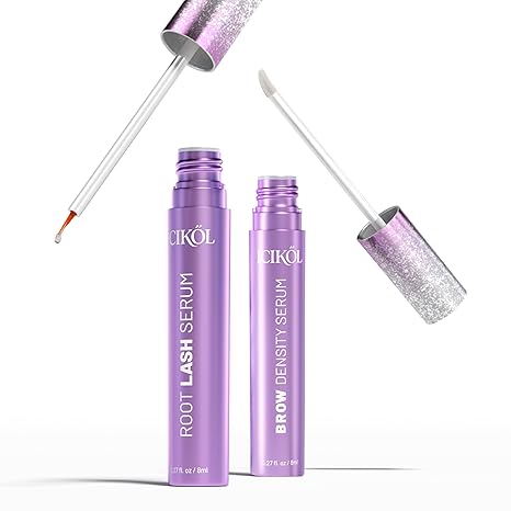 ICIKOL Lash & Brow Growth Serum Set - Eyelash & Eyebrow Serum with Biotin, Peptides & Plant Extracts - Fuller, Longer-Looking Lashes & Thicker Brows - Vegan, Prostaglandin-Free, 2× 8ml Value Duo Serum