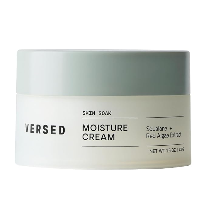 Versed Versed Skin Soak Rich Moisture Face Cream - Daily Facial Moisturizer with Squalane Oil, Hyaluronic Acid, Vitamin E + Red Algae - Smooth, Non-Greasy Night Cream for Aging, Dry Skin - Vegan (1.5 oz) Moisturiser