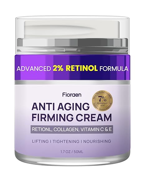 Fioraen Neck Firming Cream – 2% Retinol, 7% Hyaluronic Acid & 1% Collagen – AH-8 Instant Face Lift Cream for Neck & Décolleté – Anti Wrinkle Moisturizer for Tightening Crepey Skin, Hydrates & Lifts, 1.7 Fl Oz Moisturiser