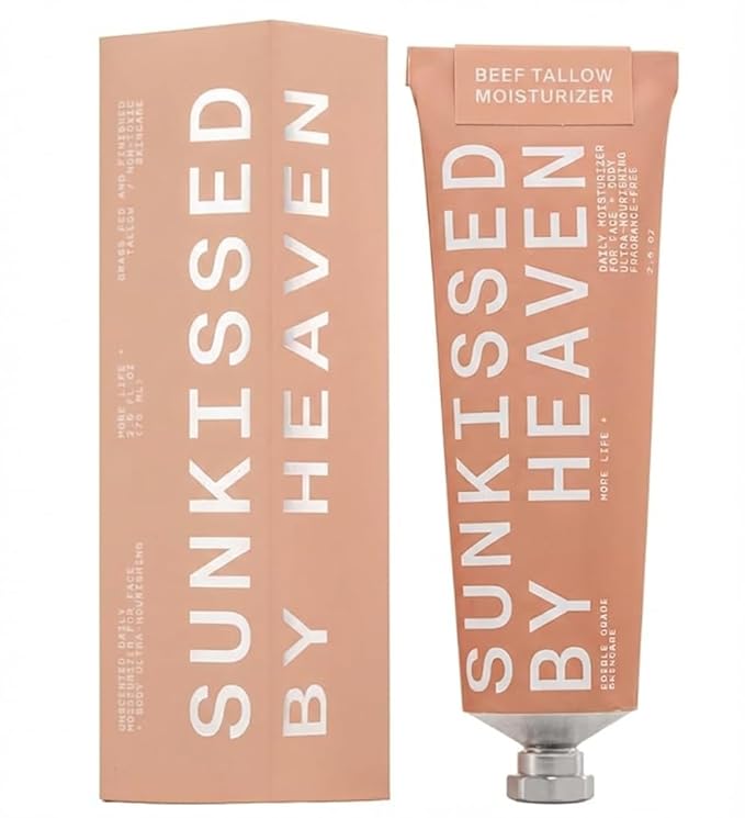 Sunkissed By Heaven Jay Alvarrez Beef Tallow Moisturizer – Cosmetic Grade Refined Grass-Fed & Finished Face Balm with Raw Honey, Jojoba Oil & Besswax – Unscented for Sensitive & Dry Skin – 2.5 oz Moisturiser