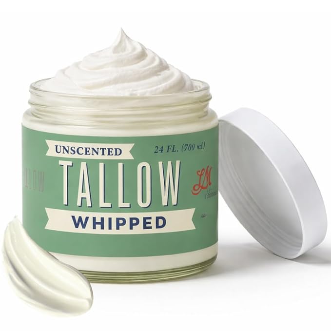 Lady May Tallow Whipped Tallow 24oz - All Natural Face Cream and Whole Body Moisturizer for Dry Skin - No Preservatives, Parabens or Seed Oils - 100% Pure, Unscented - USA Made Moisturiser