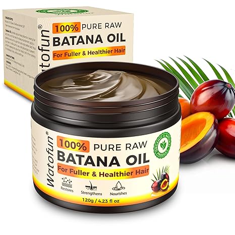 Watofun Batana Oil for Hair Growth, 100% Pure Organic Raw Batana Oil Paste from Honduras, Dr. Sebi Cold Pressed for Hair Thickness&Loss Prevention, Scalp Treatment to Repair Split Ends&Strengthen Hair, 4.23oz skincare