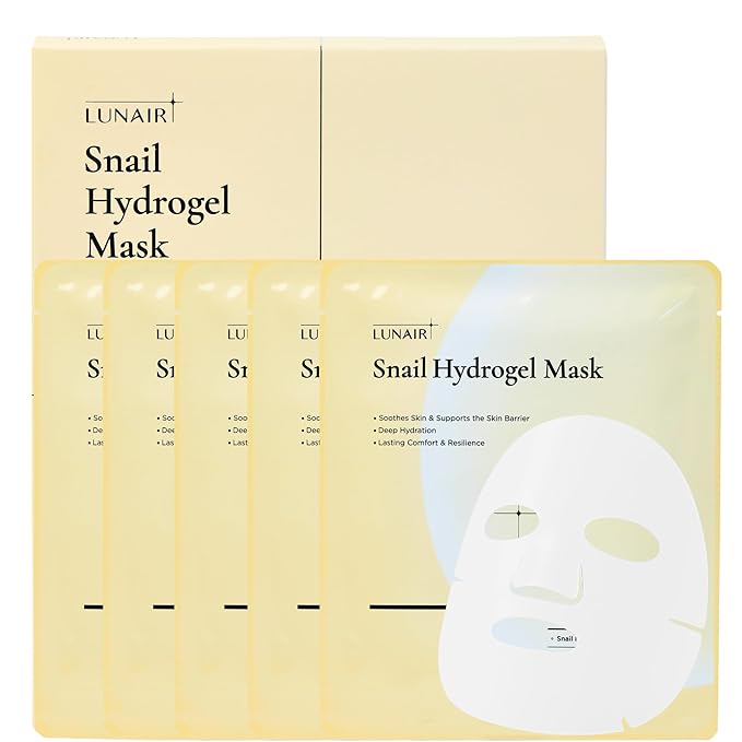 Lunair Lunair Snail Hydrogel Face Mask with Microhole Technology – Soothing & Repairing Korean Skincare Sheet Mask for Deep Hydration, Skin Barrier Support & Anti-Aging (5 Sheets) Sheet Mask