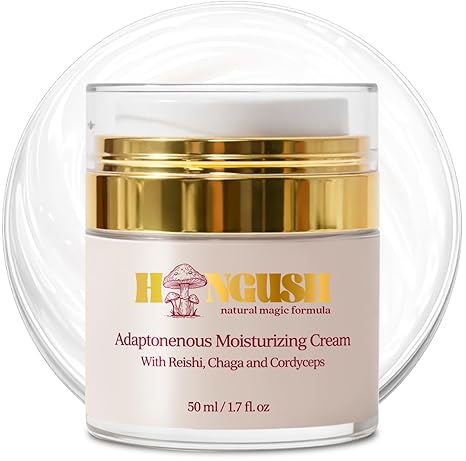 HONGUSH natural magic formula HONGUSH Natural Formula Facial Moisturizer (Reishi, Chaga, and Cordyceps) – Lightweight Daily Hydrating Face Cream for Dry and Oily Skin – Non-Greasy Moisturizer – 50 ml Moisturiser