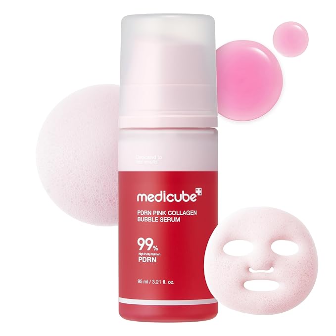 medicube medicube PDRN Pink Collagen Bubble Serum | Bubble-to-Glow Firming Serum with 99% Purity PDRN & Low-Molecular Collagen | Lightweight, Fast-Absorbing Bubble Texture for Radiant, Plump Skin | 3.21 fl.oz Korean Serum