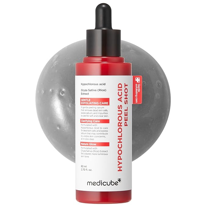 medicube medicube Peel Shot with Hypochlorous Acid | Gentle Exfoliating Serum for Dead Skin Cells & Pores, Blackheads & Excess Sebum Control | Rice Extract, Panthenol for Hydrating & Smoothing Care | 2.7 fl.oz Korean Exfoliator