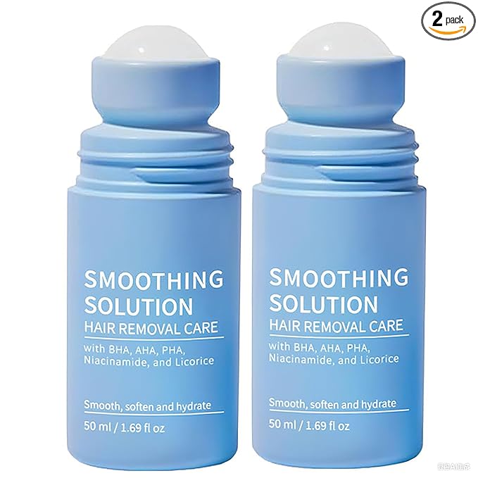 Vlsdoin Ingrown Hair Treatment Serum, Smoothing Solution Ingrown Hair Treatment Roller, Gentle Exfoliation, for Underarms, Legs, and Chest, for Visibly Clearer, Smoother Skin (2pcs) Exfoliator
