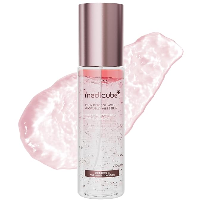 medicube medicube Jelly Mist Serum with Pink PDRN Collagen | Dual-Texture Glow Spray with Niacinamide, Glutathione, Ceramide, Hyaluronic Acid | for Hydration, Radiance, Plump-Looking Skin | 3.38 fl.oz Korean Serum