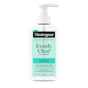 Neutrogena Neutrogena Evenly Clear Acne Cleanser with 2% Salicylic Acid & 2% PHA Exfoliant, Gentle Foaming Face Wash Clears Clogged Pores & Blackheads While Visibly Fading Look of Post-Acne Marks, 9.1 fl. oz Korean face wash