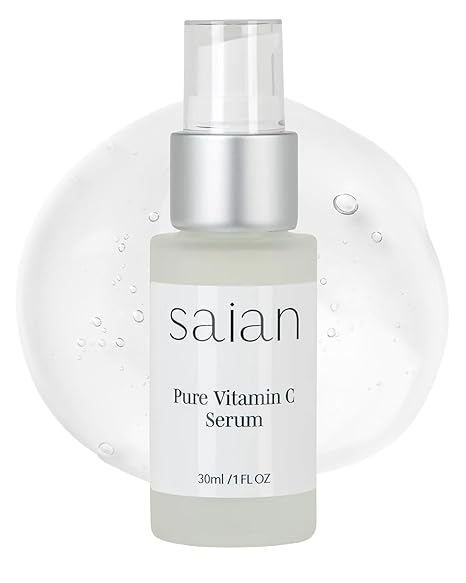 Saian Saian Pure Vitamin C Serum - Improve Dull, Uneven-Looking Skin with Hydrating Antioxidant Care for Daily Use - Oil-Free Vegan Non-Comedogenic Fragrance-Free Formula for All Skin Types - 1 fl oz Exfoliator