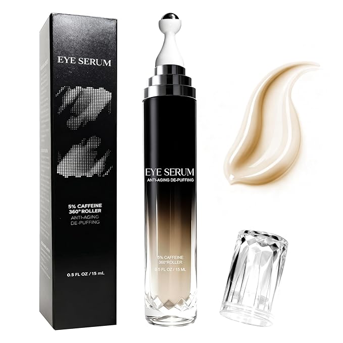 CeeHnsd Eye Cream with 360° Massage Roller, 0.5 fl oz, Advanced Formula with Caffeine, Retinol, Peptides for Dark Circles, Puffiness, Anti-aging, Hyaluronic Acid, Green Tea Korean face wash