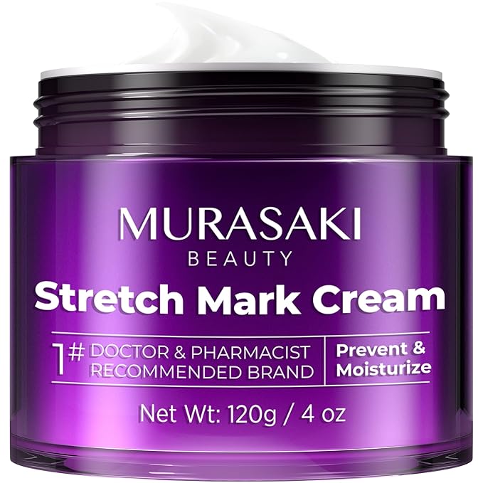 MURASAKI BEAUTY Stretch Mark Cream Prevention for Pregnancy - Maternity Cream for Stretch Marks Removal | Nourishing Formula – Prevents Stretch Marks & Improves Elasticity - 4 oz (120g) (4 oz (120g)) Moisturiser