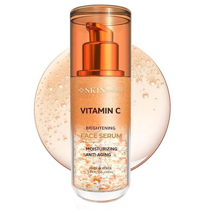 Skin Synergy Vitamin C Face Serum – Revitalizes Dull, Uneven Skin & Supports Youthful Glow – Dermatologist Tested, Anti-Aging, Korean Skin Care – Cruelty-Free, Vegan, Clean Beauty – 1.69 Fl Oz Serum