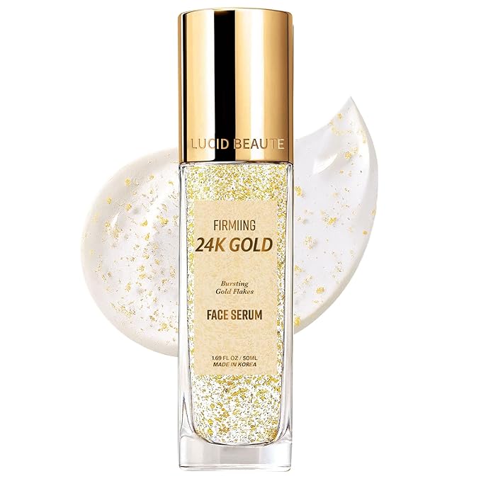 Lucid Beaute 24K Gold Face Serum – Hydrating & Antioxidant Serum For Radiant-Looking Skin, Hyperpigmentation & Sensitive Skin – Anti Aging Korean Skin Care – Dermatologist Tested, Vegan – 1.69 Fl Oz Serum