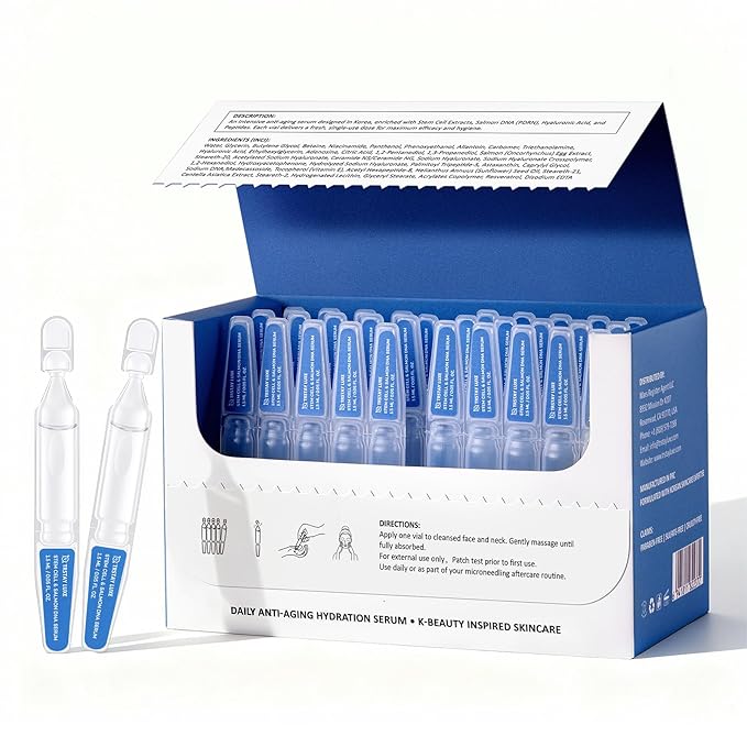 TRSTAY LUXE Stem Cell & Salmon DNA PDRN Serum – Microneedling Aftercare Anti-Aging Face Serum with Peptides & Hyaluronic Acid – 1.5 mL × 30 Vials, Korean Skincare Formula Serum