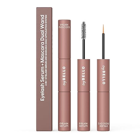 Trybello Trybello 2-in-1 Eyelash Growth Serum + Mascara Dual Wand | Natural Lash Growth Booster with Biotin, Peptides & Botanical Extracts | Volumizing, Thickening & Lengthening Formula for Fuller Eyelashes Serum