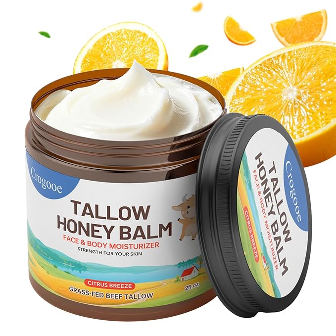 Auteli Beef Tallow for Skin - 100% Grass Fed - Whipped Tallow and Honey Balm，Moisturizer Cream for Face & Body -Natural Organic Formula for Dry & Sensitive Skin (Citrus Breeze) (2 oz) Moisturiser