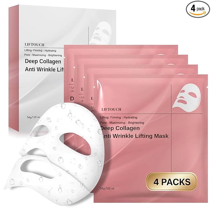 Liftouch Korean Overnight Collagen Face Mask (4 PACKS) - Hydrating Deep Collagen Mask for Women - Anti-Aging Bio-Collagen Real Deep Mask - Glass Skin Facial Treatment Korean face wash