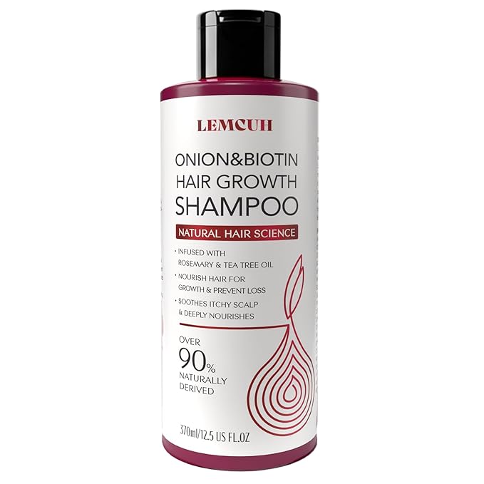 Lemcuh Biotin & Onion Shampoo for Hair Growth: Anti Hair Loss Volumizing Thickening Shampoo for Thinning Hair - Silicone Sulfate-Free Formula with Botanical Nutrients for Sensitive Scalp Pack (12.5floz) skincare