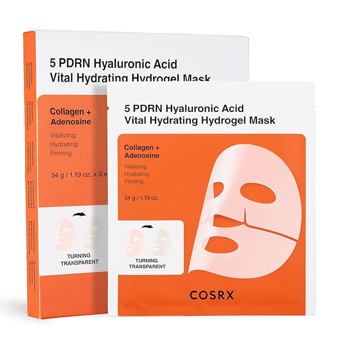 COSRX COSRX 5 PDRN Hyaluronic Acid Vital Hydrating Hydrogel Mask, Overnight Hydrogel Face Mask for Glass Glow Skin & Firming with Salmon DNA, Centella PDRN, Korean Skin Care (34g x 3ea) Korean skincare