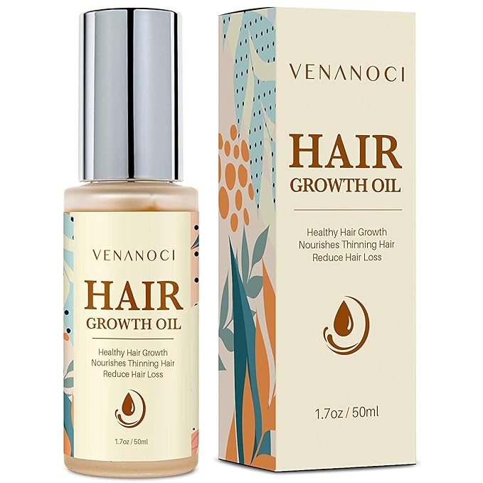 Venanoci ㅤ Hair Growth Oil with Rosemary & Biotin: Natural Hair Regrowth Serum for Women & Men – Anti Hair Loss & Thinning Treatment – Promotes Thicker, Fuller, Stronger, Healthier Hair – All Hair Types Serum