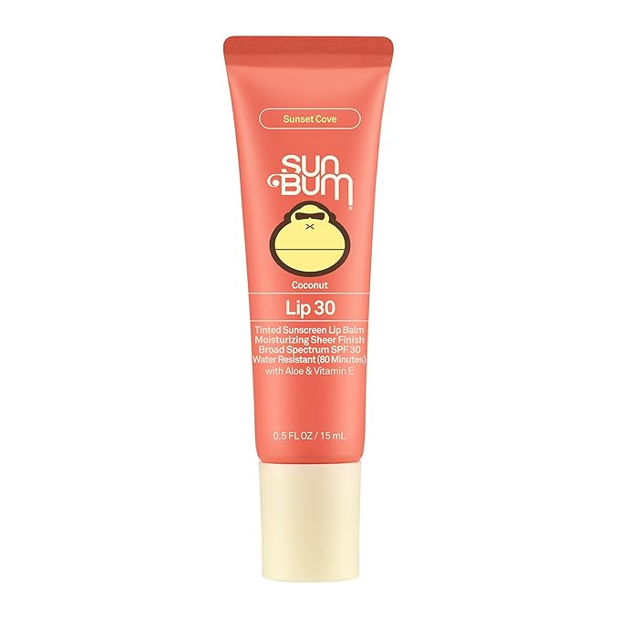 Sun Bum Sun Bum SPF 30 Sunscreen Sunset Cove Tinted Lip Balm - Coconut Flavor Broad Spectrum Moisturizing with Aloe & Vitamin E - Hawaii 104 Act Compliant (Made Without Octinoxate & Oxybenzone) - 0.5 oz Makeup/Base