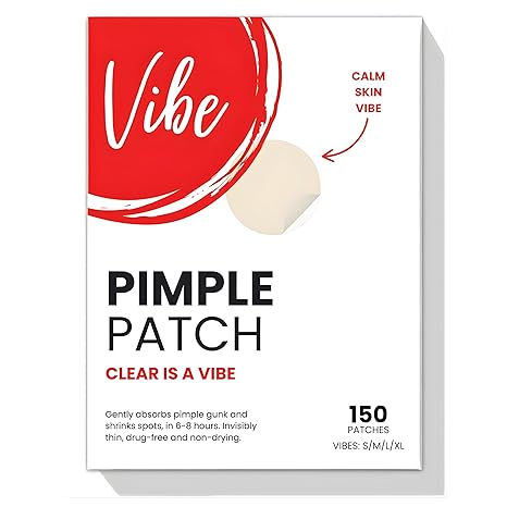 Good Vibes Cosmetics VIBE Pimple Patches for Face – 4 Sizes 150 Count Acne Patches