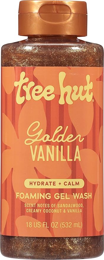 Tree Hut Tree Hut Golden Vanilla Foaming Gel Wash Valentines Day Gifts For Her - Hydrating & Moisturizing Body Wash with Shea Butter & Natural Oils, Gentle Cleansing for Soft & Smooth Skin, 18 oz Korean face wash