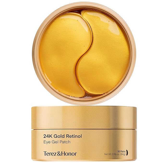 TEREZ & HONOR TEREZ & HONOR 24K Gold Retinol Under Eye Patches - 60 Korean Hydrogel Eye Masks with Collagen Peptide for Wrinkles, Dark Circles, Puffy Eyes, Radiance & Firming - Self Care, Gifts for Women and Men skincare