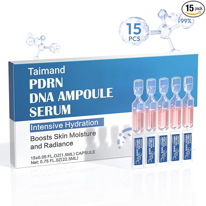 Taimand Salmon DNA PDRN Serum for Face, 99% PDRN Intensive Ampoule, Collagen, Glutathione, Niacinamide & Hyaluronic Acids, Pre-makeup Skincare, Ultra Hydrating Serum, Improves Skin Radiance, 0.05 fl.oz x 15e Serum