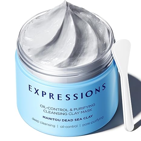 EXPRESSIONS WELLNESS Clay Mask for Face: Deep Cleansing Pore, Dead Sea Mud Mask with Salicylic Acid, Oil-Control, Reduces Acne – for Sensitive, Oily & Acne-Prone Skin, 4.06 Oz skincare