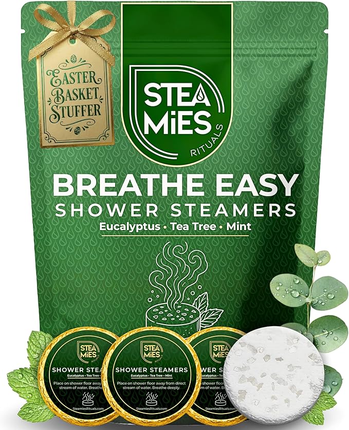 Generic STEAMIES Shower Steamers – Breathe Easy Eucalyptus, Peppermint & Tea Tree – Aromatherapy Shower Tablets with 100% Essential Oils – Spa Self-Care Gift, 15 Count skincare
