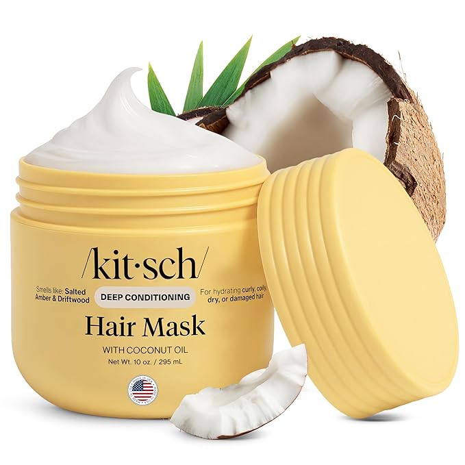 Kitsch Kitsch Deep Conditioning Hair Mask – Moisturizing Hair Mask for Damaged Hair with Coconut Oil – Hydrating, Strengthening & Frizz-Reducing Hair Care Treatment for Curly, Coily & All Hair Types - 10 oz Moisturiser