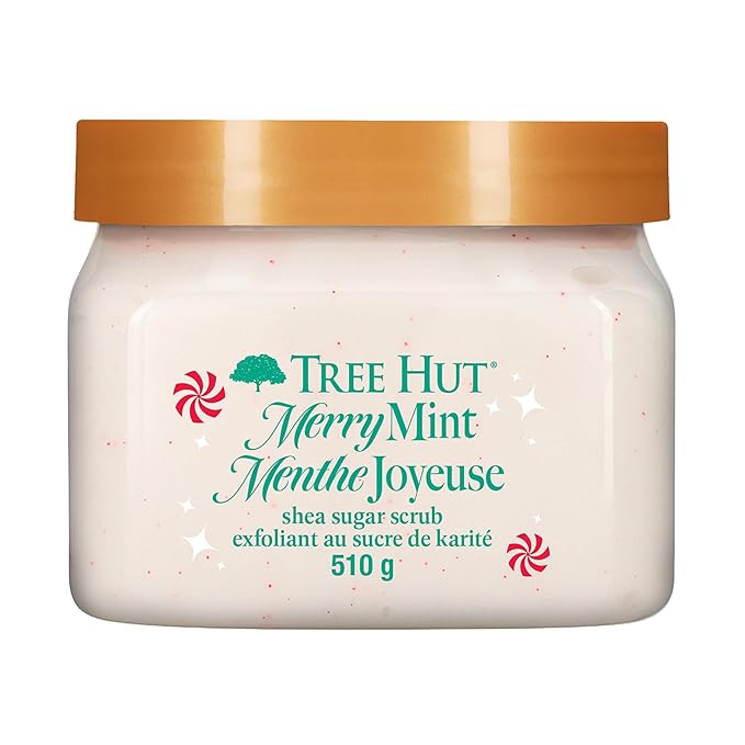 Tree Hut Tree Hut Merry Mint Shea Sugar Scrub, Exfoliating, Hydrating & Moisturizing Body Scrub with Shea Butter & Nourishing Essential Oils, Smooth & Soften Skin, Limited Edition Holiday, 18 oz Exfoliator