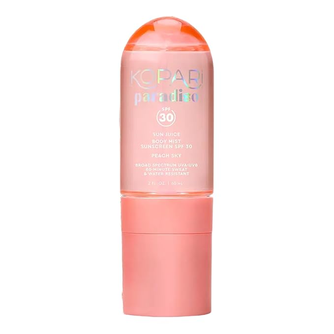 Kopari Kopari Paradiso Sun Juice SPF 30 Body Mist – Peach Sky | Clear Non-Sticky Broad-Spectrum Sunscreen Mist, 80-Min Water-Resistant Sunscreen