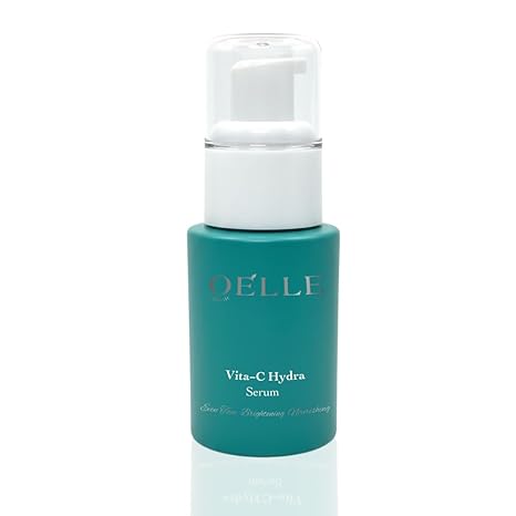 Organic Elle Serum Vitamin C Hydra Glow, with Hyaluronic Acid, Ferulic Acid, MSM & Stem Cells – Brightening, Hydrating, Dark Spot & Fine Line Support, Lightweight Anti-Aging Face Serum Exfoliator