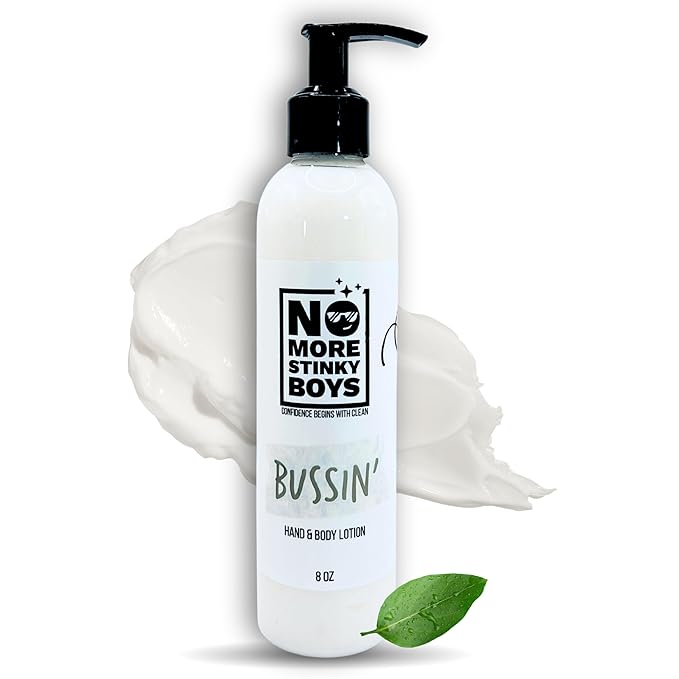 No More Stinky Boys Hand & Body Lotion | Natural Moisturizer for Teens & Young Adults | Hydrating, Fast-Absorbing, Non-Greasy with Shea, Cocoa & Mango Butters (BUSSIN (Aloe + Matcha Green Tea)) Moisturiser